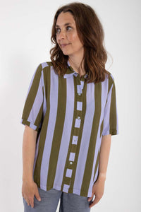 Danesyren SS Viscose Shirt Lilla/Olive