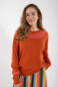 Danebright Light Cotton Knit Sweater Light Rust/Bright Pink