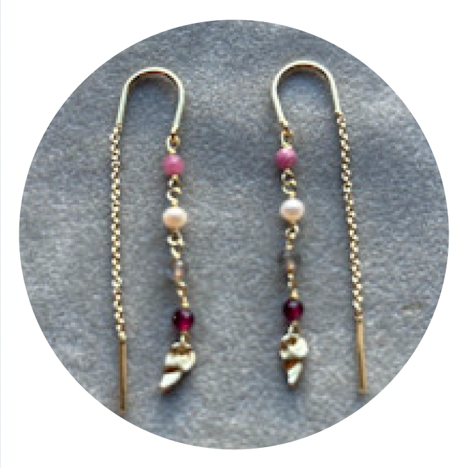 Alba Hook Gemstone Earring Pink/Red