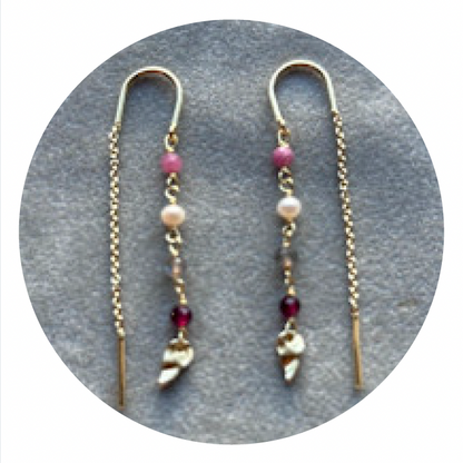 Alba Hook Gemstone Earring Pink/Red