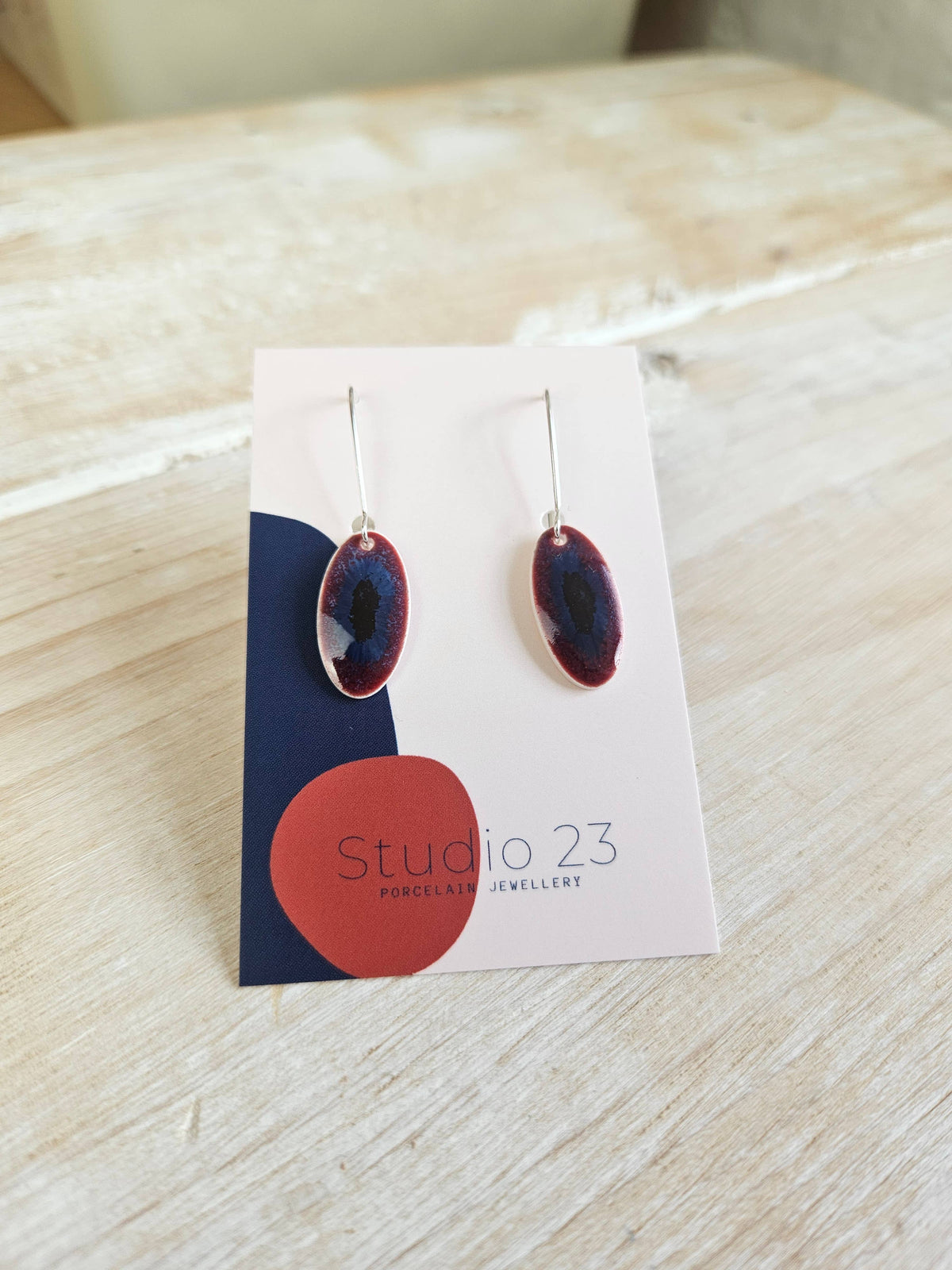 Drop Oval Earring Pair: Frost Blue