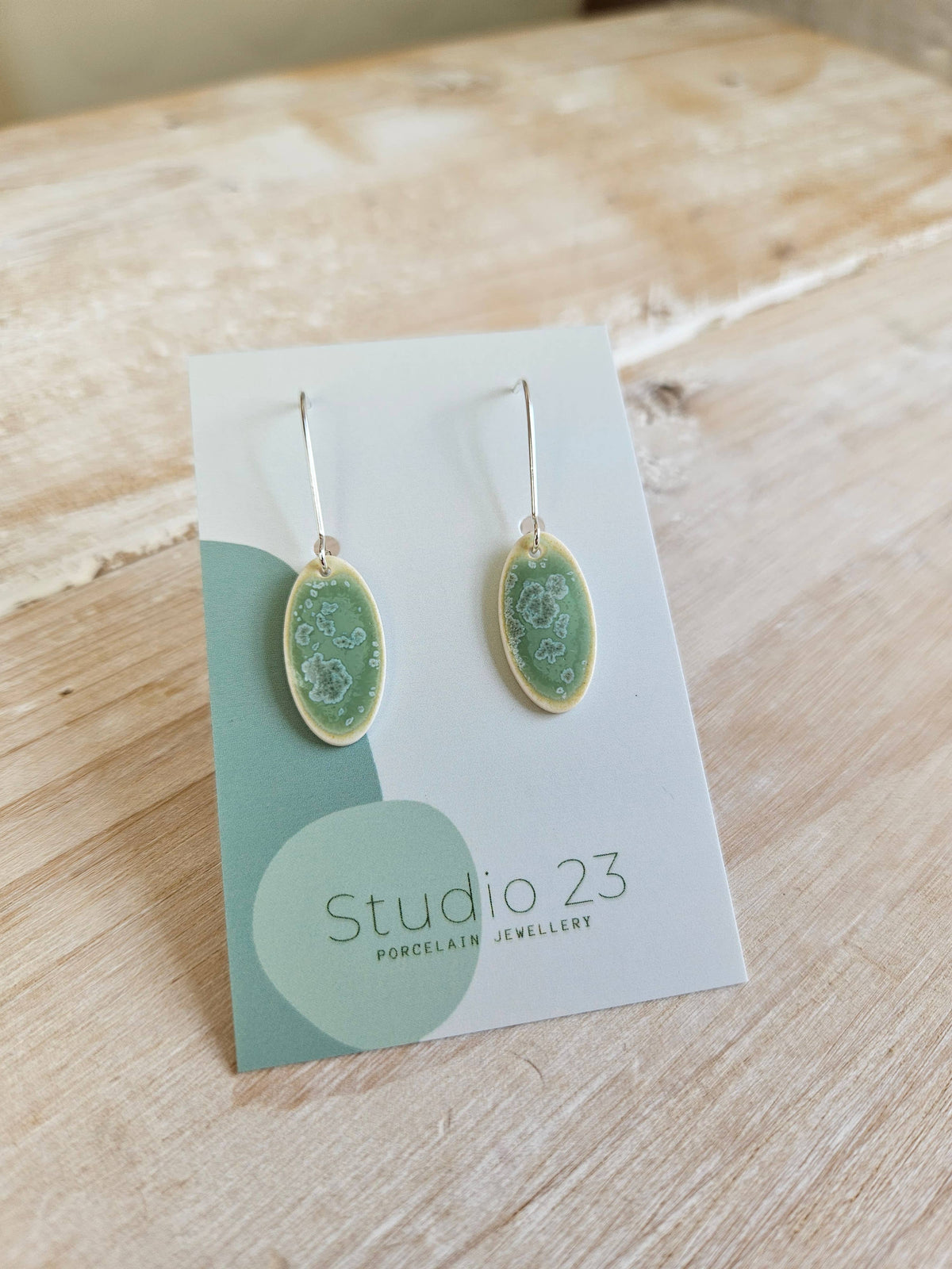 Drop Oval Earring Pair: Frost Blue