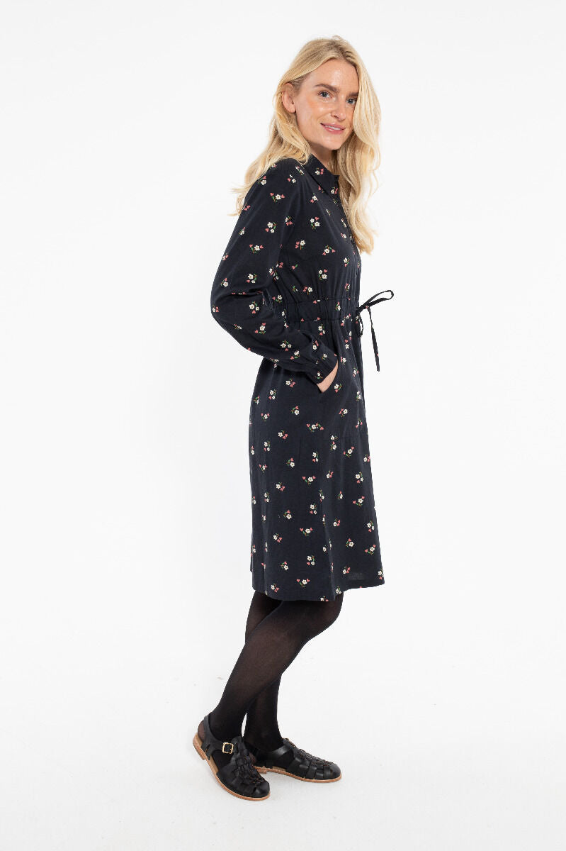 Daneditte Poplin Dress Black MINIFLOWER