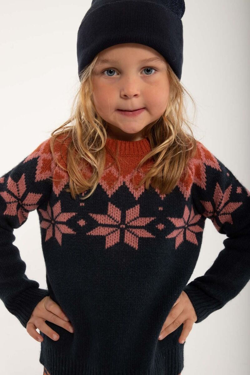 Danepulk Sweater Dk Navy/Old Rose/Brick