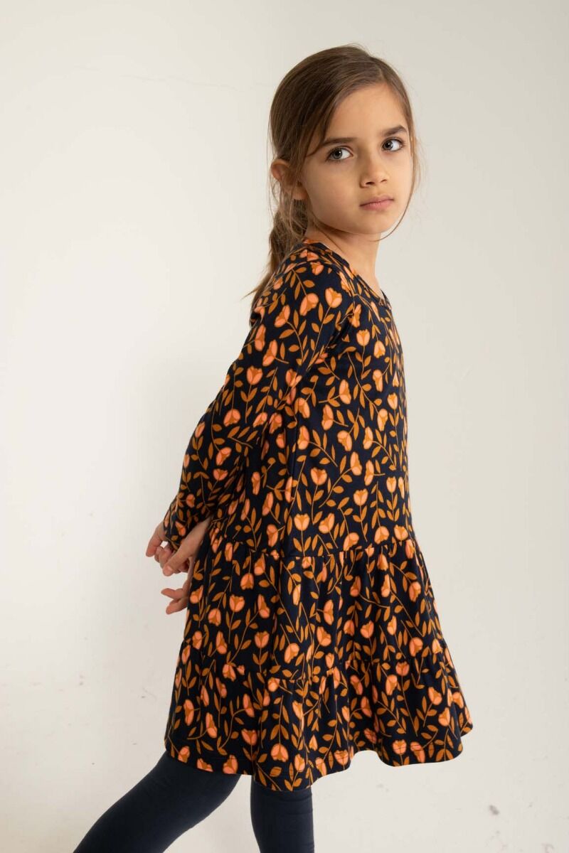 ORGANIC - Daneseahorse Dress Dk Navy/Brown Beige FLEURIE