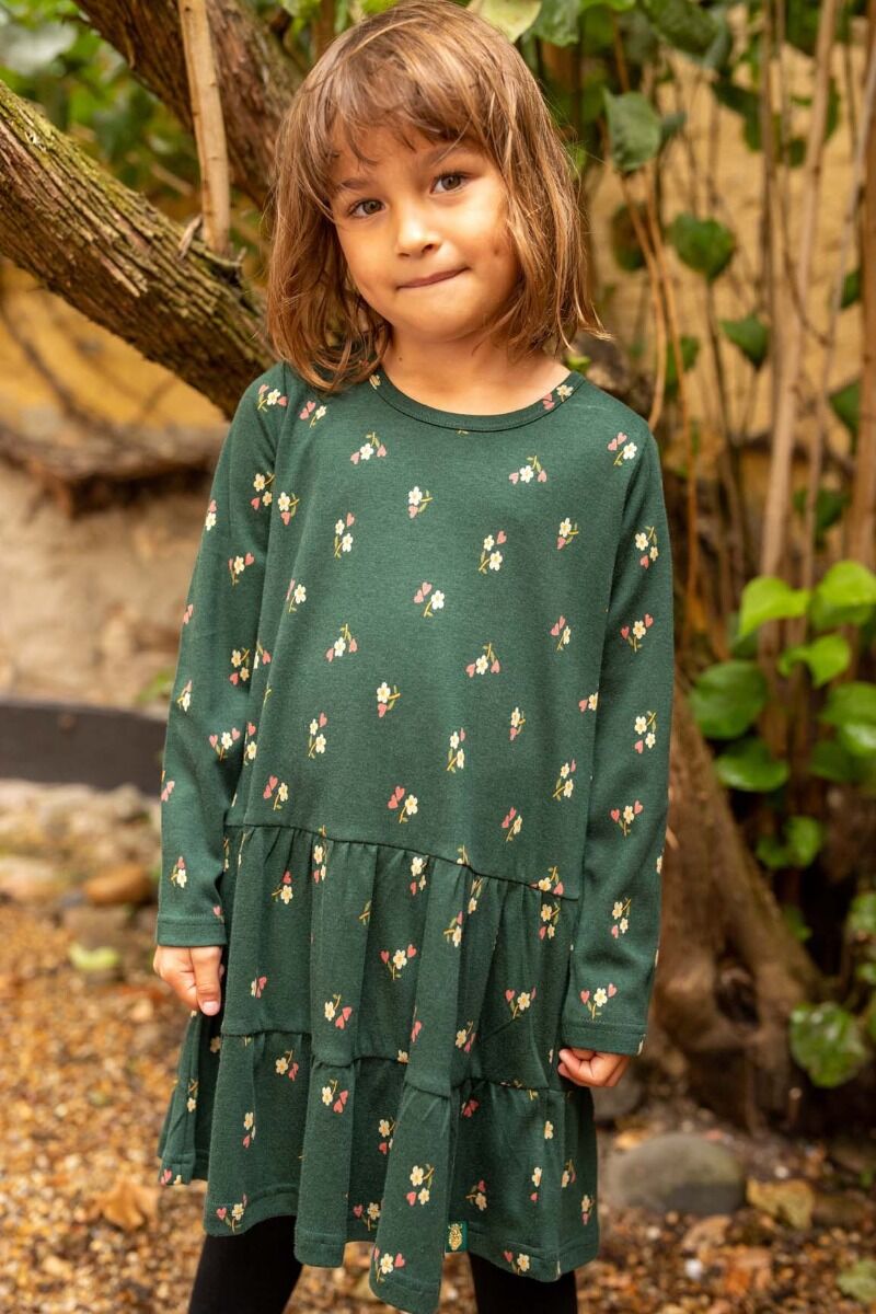 Organic - Danemiva Dress Black Green MINIFLOWER