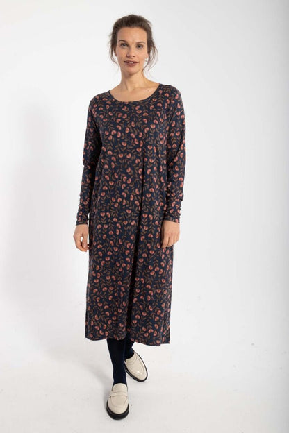 ORGANIC - Danecasilda dress Dk Navy/Redwine FLEURIE