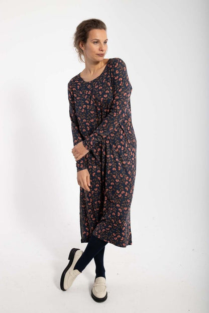 ORGANIC - Danecasilda dress Dk Navy/Redwine FLEURIE