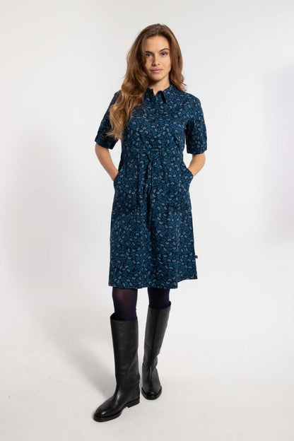 Danesusanne Poplin Dress Marine/Cold Blue FLEURIE