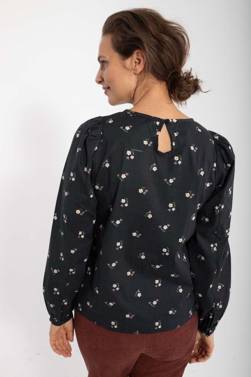Danebette Poplin Shirt Black MINIFLOWER