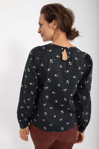 Danebette Poplin Shirt Black MINIFLOWER