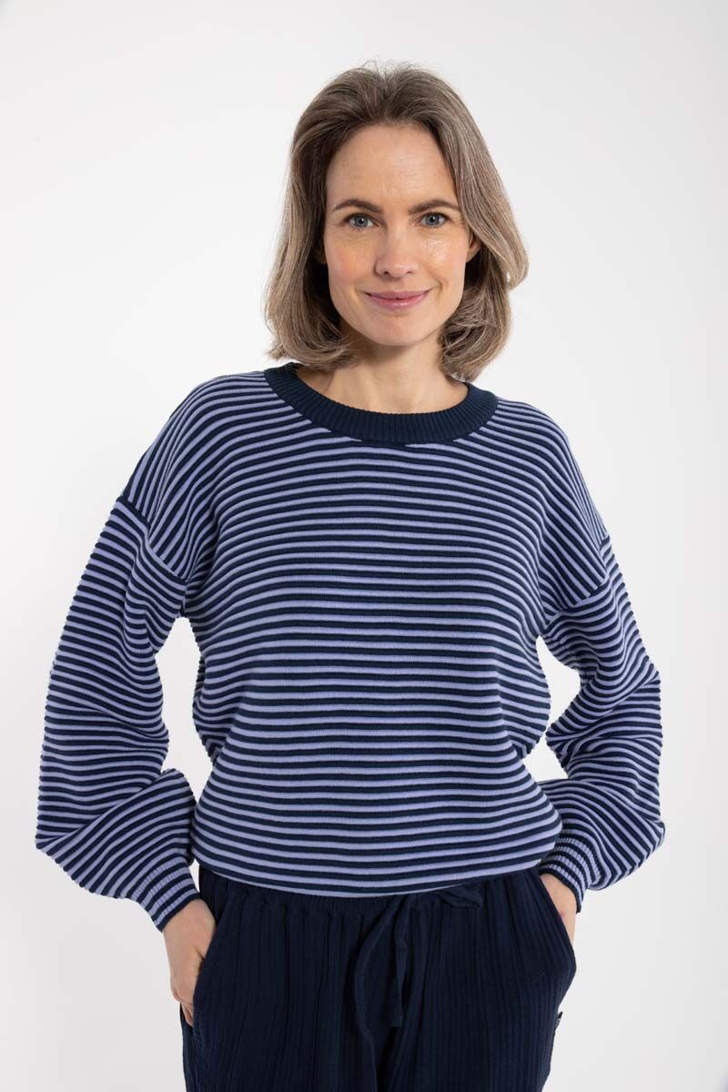 Danegold 3D Crotchet Knit Sweater Dark Navy/Ice Viola