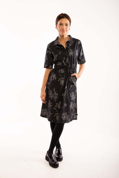 Danesusanne Poplin Dress Dk Grey/silver grey HEMLOCK