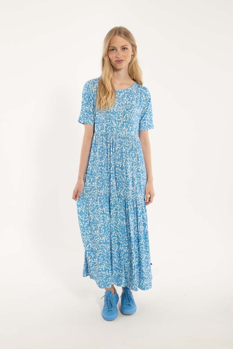 Danemarkise Viscose Dress Fresh Blue/Chalk RIPPLES