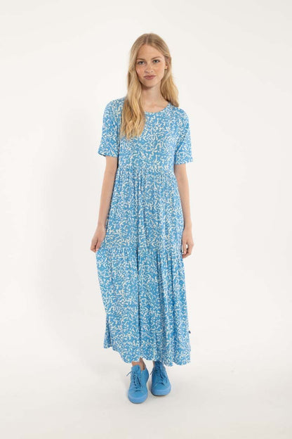 Danemarkise Viscose Dress Fresh Blue/Chalk RIPPLES