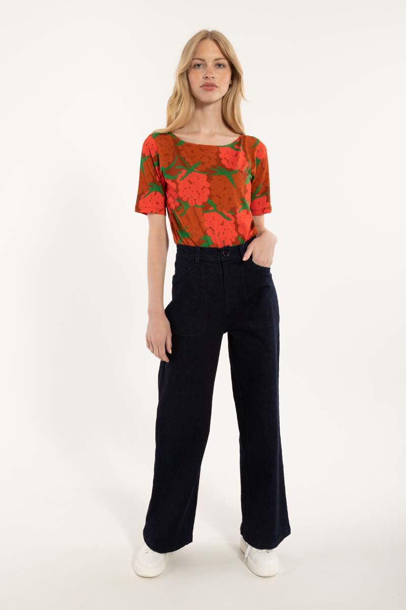 Daneboat Neck Viscose Tee Rust MAXIBERRY