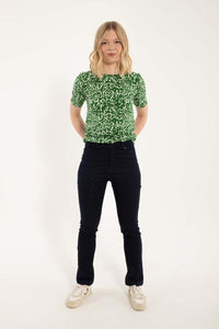 ORGANIC - Daneboat Neck Modal Slub Tee Grass Green/Chalk RIPPLES