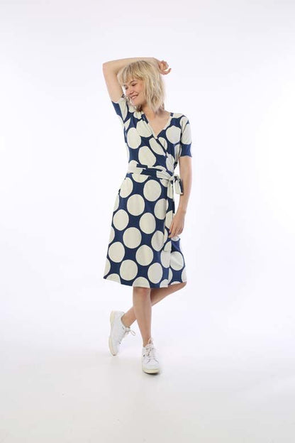 ORGANIC - Danevenice Dress Cold Slate/Chalk MEGA DOTS
