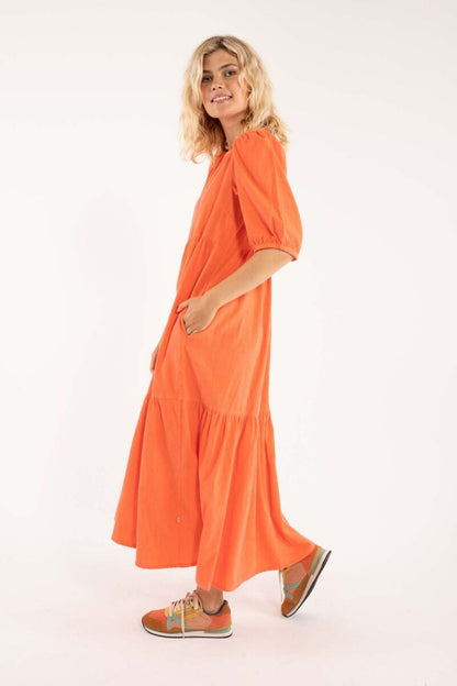 Danejuli Cord Dress Bright Coral