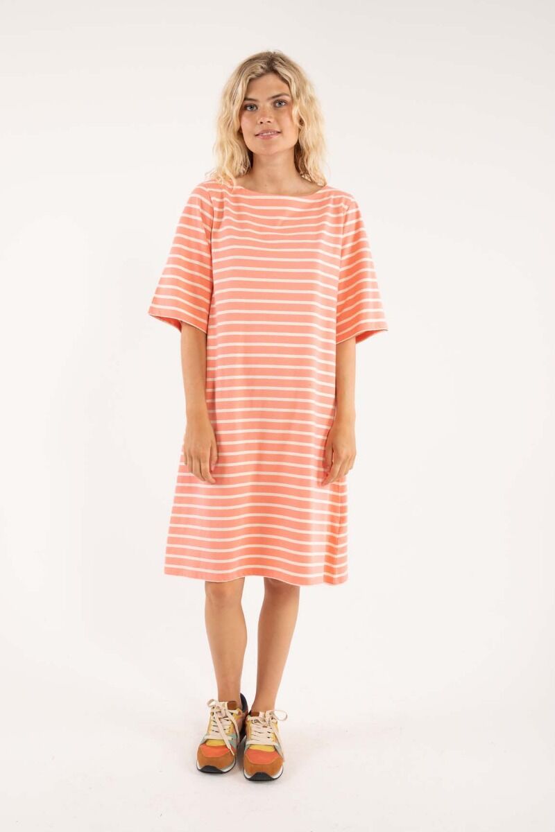 Danetrinidad Dress Bright Coral/Offwhite