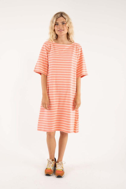 Danetrinidad Dress Bright Coral/Offwhite