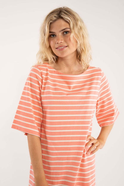 Danetrinidad Dress Bright Coral/Offwhite
