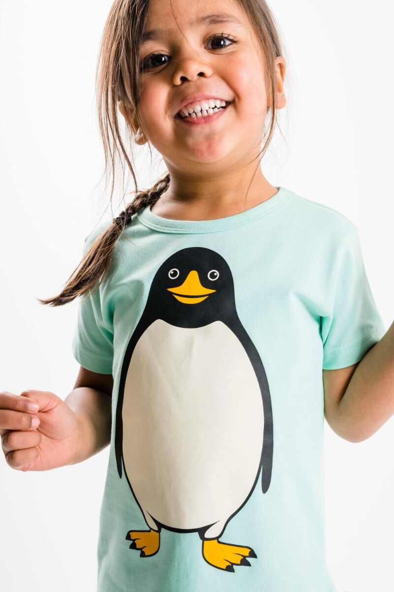 Børne t-shirt med pingvin