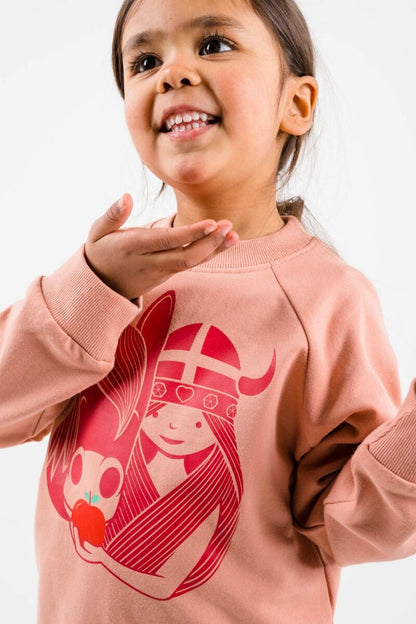 Sweater til børn med viking og hest 