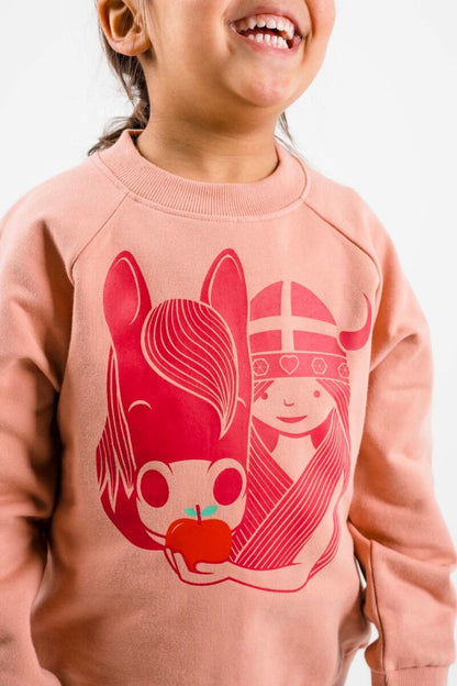 Sweater til børn med viking og hest 