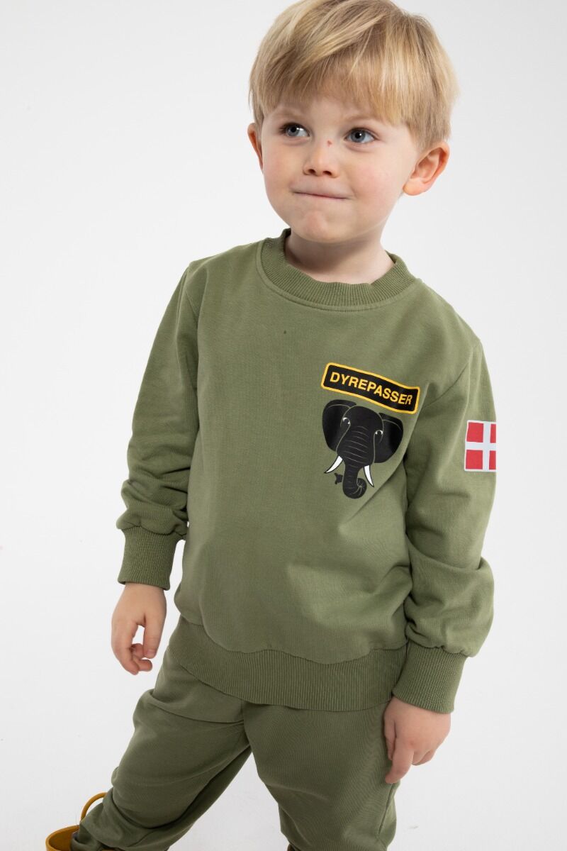 Sød dyrepasser sweatshirt til børn med print af elefant