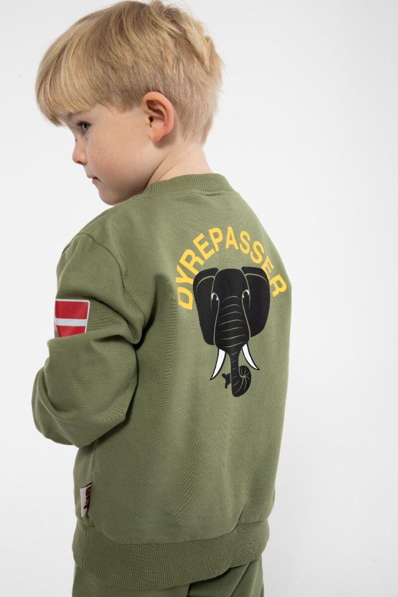 Sød dyrepasser sweatshirt til børn med print af elefant