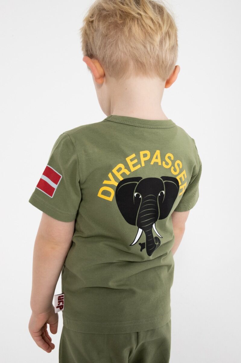 Sød dyrepasser t-shirt til børn med print af elefant