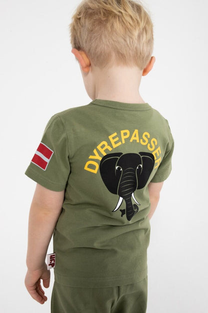 Sød dyrepasser t-shirt til børn med print af elefant