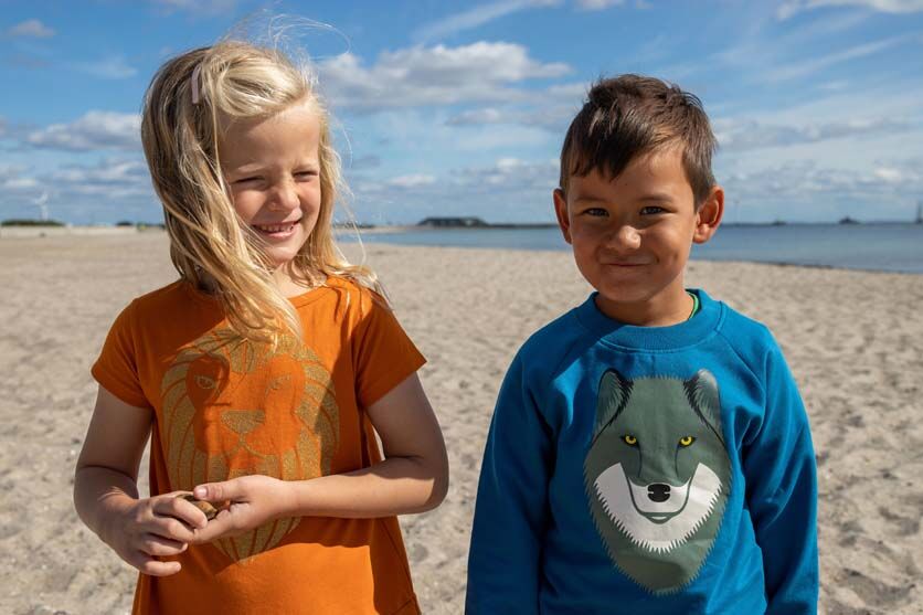 Skøn blå sweatshirt til børn med print af ulv