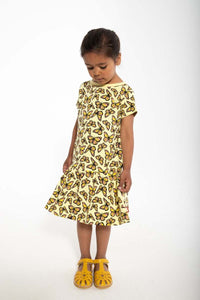 Dyrzanzi SS Dress AOP/STRIB Pale yellow FLUTTER