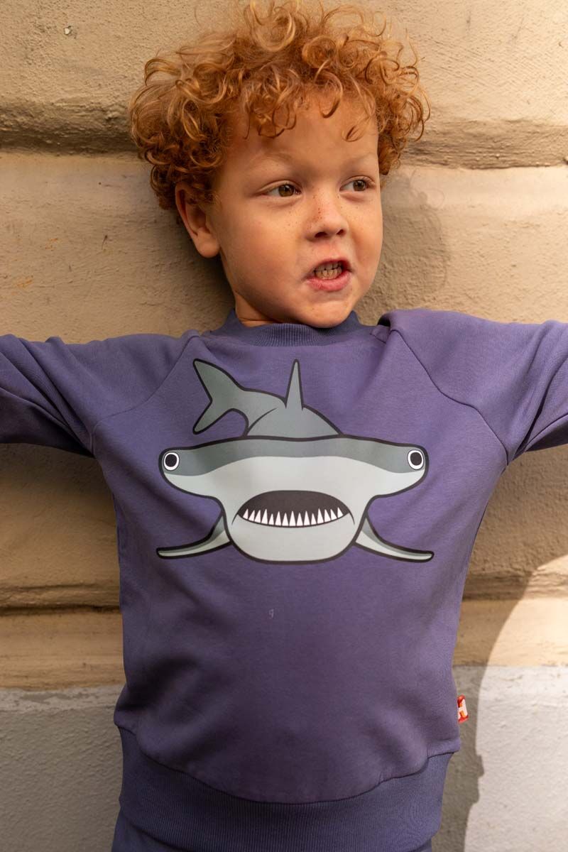 Sweater til børn med hammerhej. 