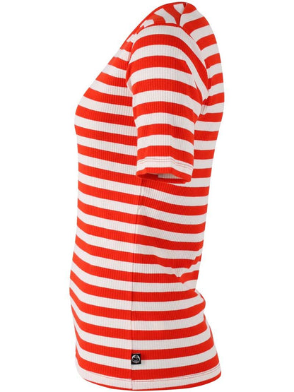 Lækker t-shirt med røde og hvide striber til kvinder