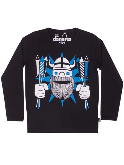 Bluse til børn med viking og fyværkeri
