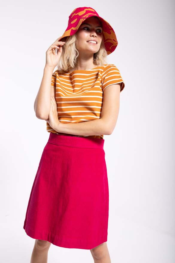 Danelondon Cord Skirt Dark Fuchsia