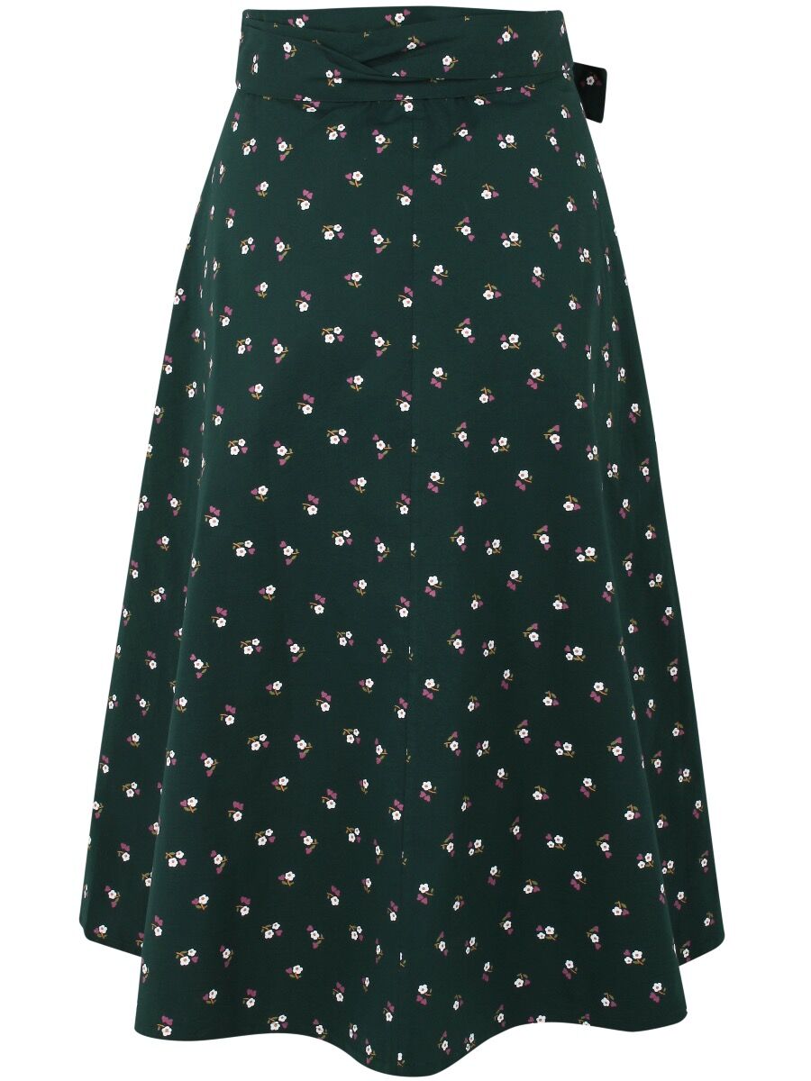 ORGANIC - Danemikkelsen Skirt Black green MINIFLOWER