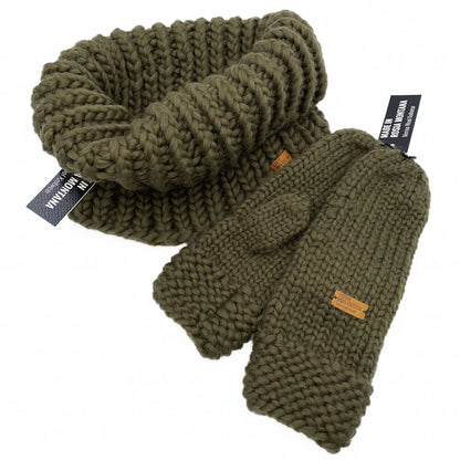 Håndstrikket Merinould Vanter Military Olive