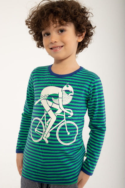 Bluse til børn med viking på cykel 