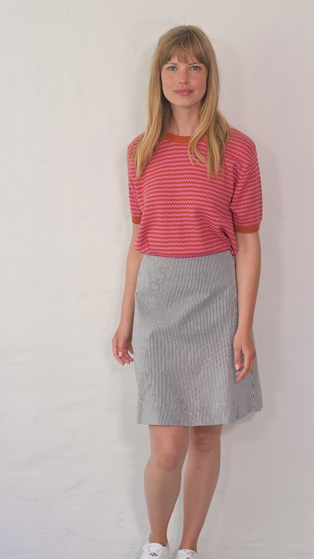 Danesilver Pearl Knit Sweater Tee Rust/Super Pink