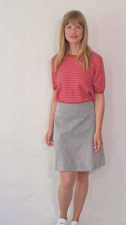 Danesilver Pearl Knit Sweater Tee Rust/Super Pink