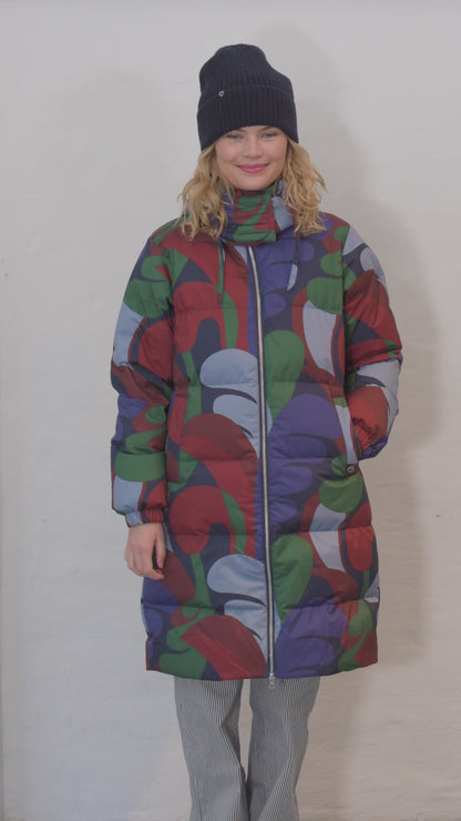 Daneget Down Winter Coat AOP Blue Purple TROPS