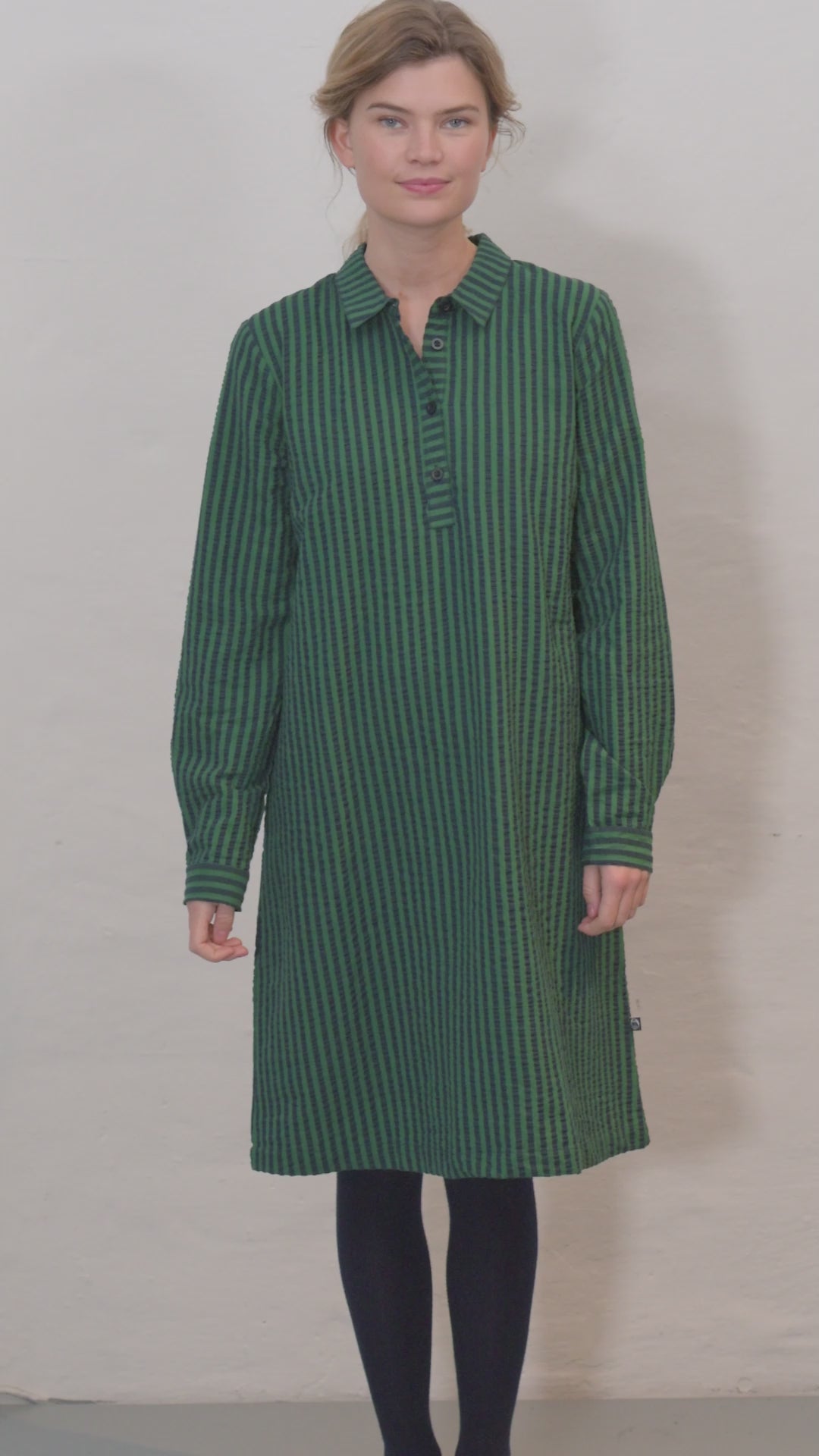 Danecarnation Seersucker Dress Dk Navy/Dk Pine