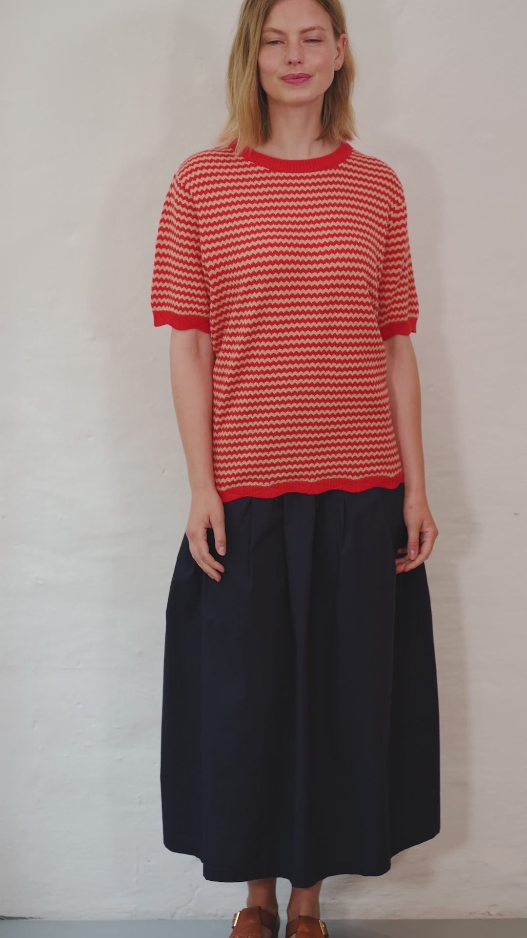 Danelounge Pearl Knit Boxy Sweater Summer Red/Nougat