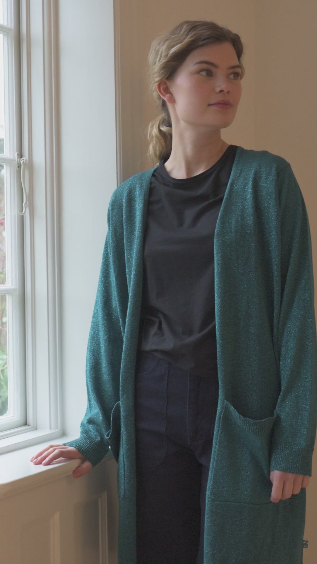 Danoffice Glitter Cardigan Dk Slate