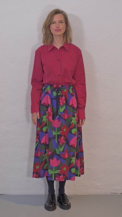 Danespresso Viscose Skirt Dark Navy GEOFLEUR