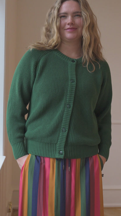 Danechunk Cotton Rib Cardigan Dk Pine